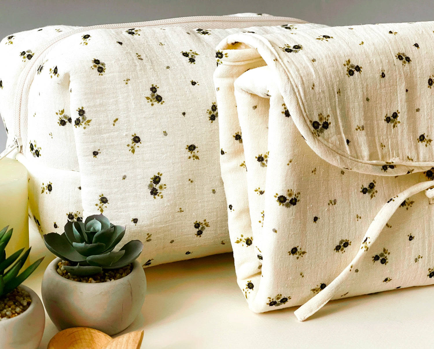 cambiador de paseo en muselina de algodón con abertura en lazo